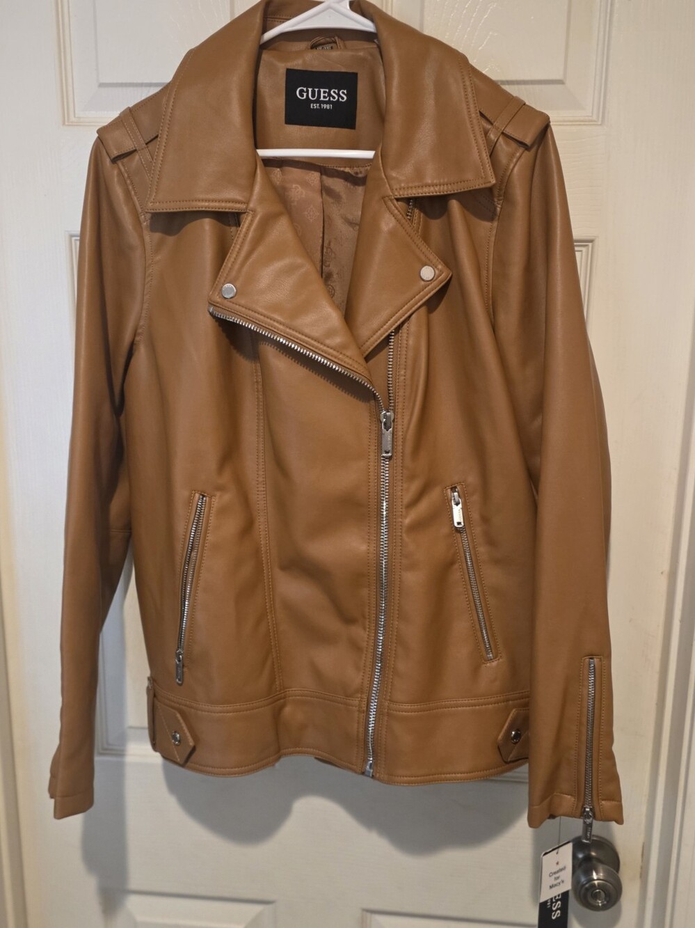 GUESS Women’s Cognac Brown Moto Jacket – Size XXL/XXG – New With Tags